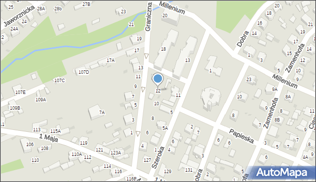 Myszków, Graniczna, 12, mapa Myszków