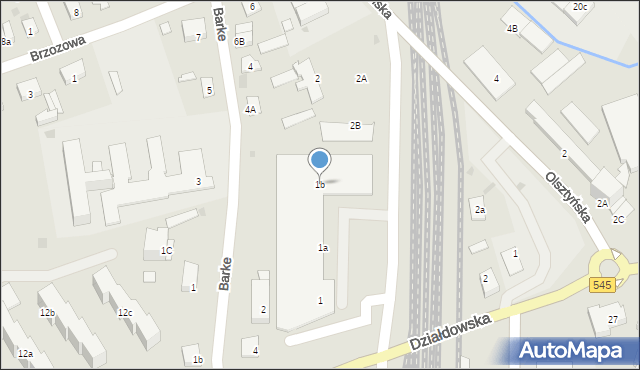 Nidzica, Grunwaldzka, 1b, mapa Nidzica