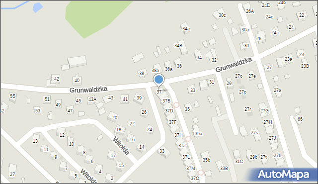 Niepołomice, Grunwaldzka, 37, mapa Niepołomice