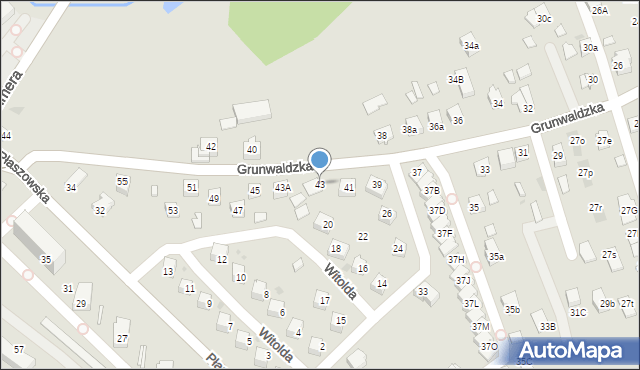 Niepołomice, Grunwaldzka, 43, mapa Niepołomice