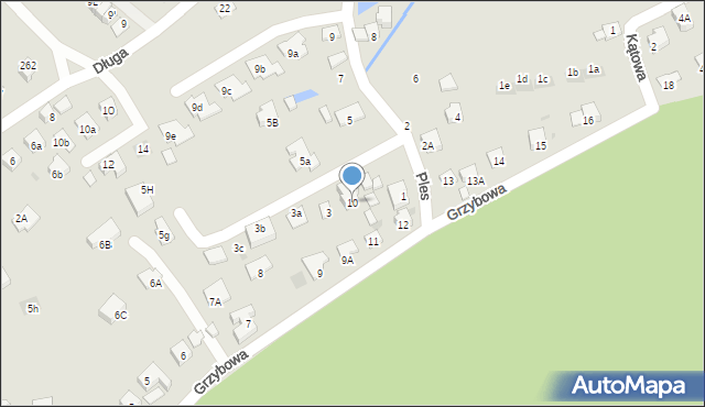 Niepołomice, Grzybowa, 10, mapa Niepołomice
