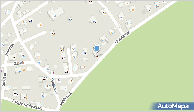 Niepołomice, Grzybowa, 4, mapa Niepołomice