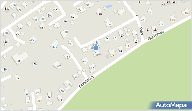 Niepołomice, Grzybowa, 9B, mapa Niepołomice