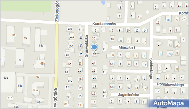 Nowa Sól, Grunwaldzka, 26, mapa Nowa Sól