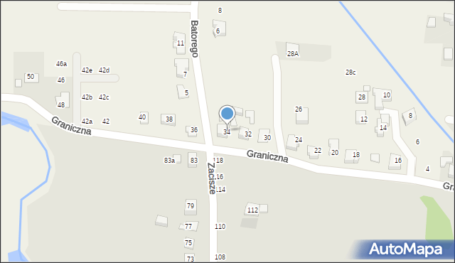 Nowa Wieś, Graniczna, 34, mapa Nowa Wieś