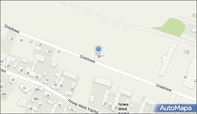 Nowa Wieś Kącka, Gradowa, 26, mapa Nowa Wieś Kącka