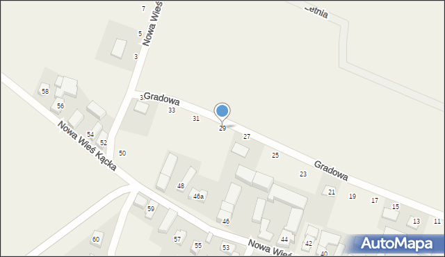 Nowa Wieś Kącka, Gradowa, 29, mapa Nowa Wieś Kącka