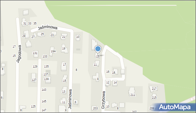 Nowe Chechło, Grzybowa, 13, mapa Nowe Chechło