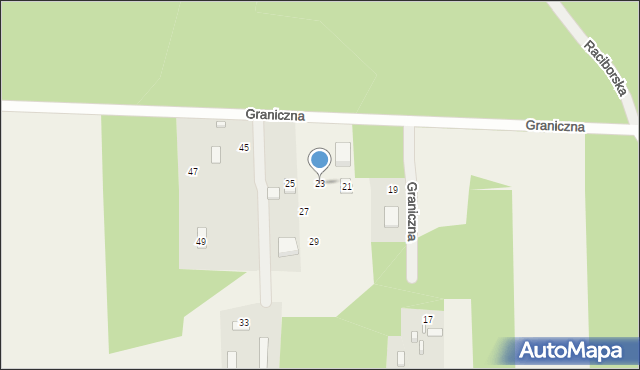 Nowe Racibory, Graniczna, 23, mapa Nowe Racibory