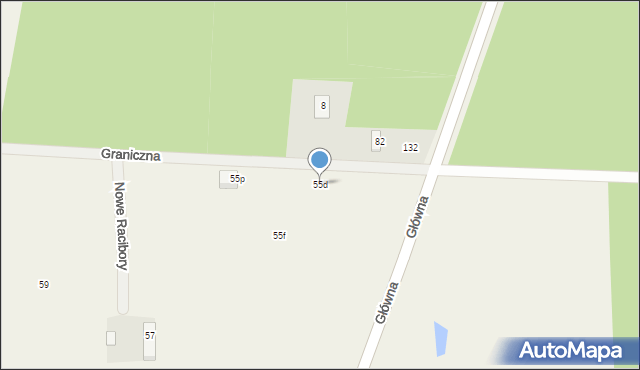 Nowe Racibory, Graniczna, 55d, mapa Nowe Racibory