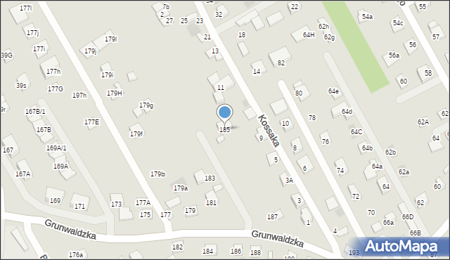 Nowy Sącz, Grunwaldzka, 185, mapa Nowego Sącza