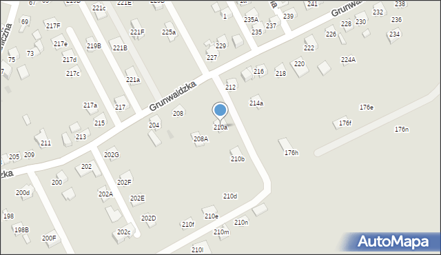 Nowy Sącz, Grunwaldzka, 210a, mapa Nowego Sącza