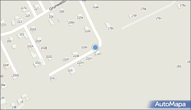 Nowy Sącz, Grunwaldzka, 210o, mapa Nowego Sącza
