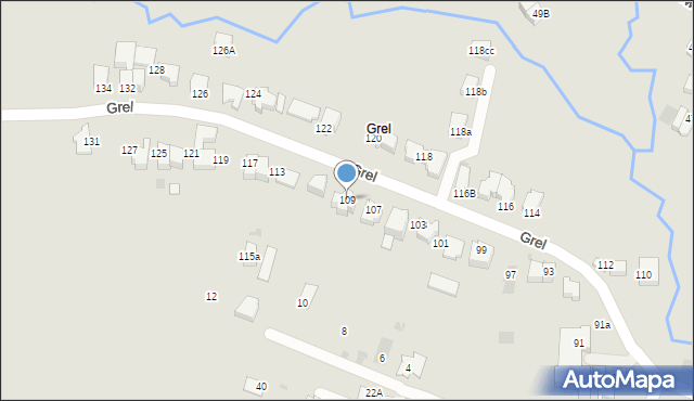 Nowy Targ, Grel, 109, mapa Nowego Targu