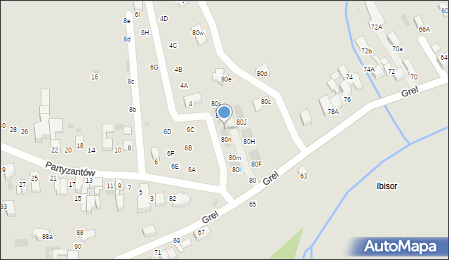 Nowy Targ, Grel, 80p, mapa Nowego Targu