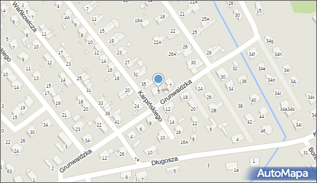 Nysa, Grunwaldzka, 5, mapa Nysy