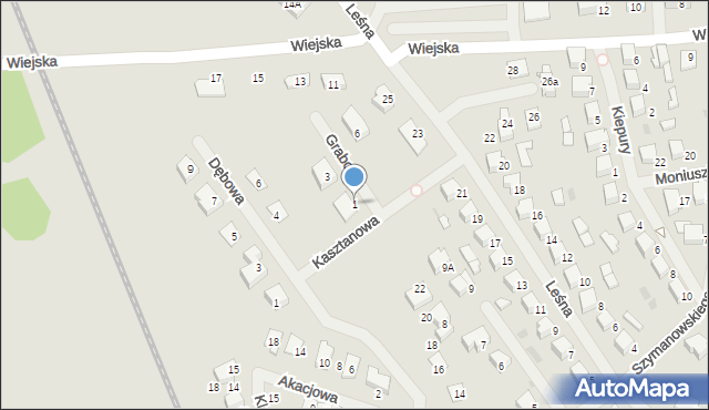 Olecko, Grabowa, 1, mapa Olecko