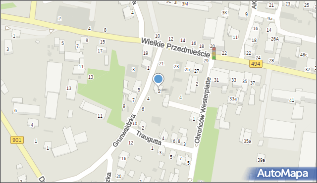 Olesno, Grunwaldzka, 2, mapa Olesno