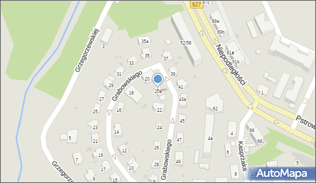 Olsztyn, Grabowskiego Stefana, 20a, mapa Olsztyna