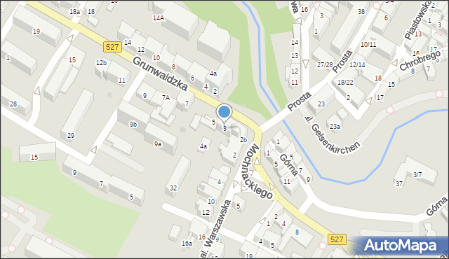 Olsztyn, Grunwaldzka, 3, mapa Olsztyna