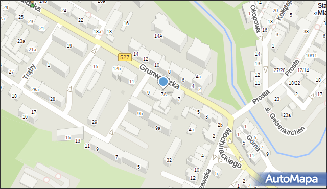 Olsztyn, Grunwaldzka, 7A, mapa Olsztyna