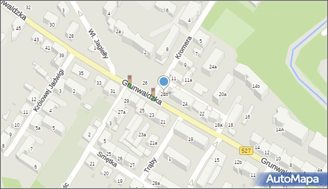 Olsztyn, Grunwaldzka, 24b, mapa Olsztyna