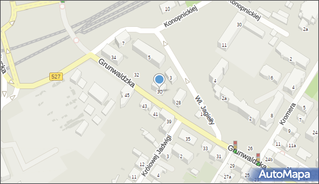 Olsztyn, Grunwaldzka, 30, mapa Olsztyna