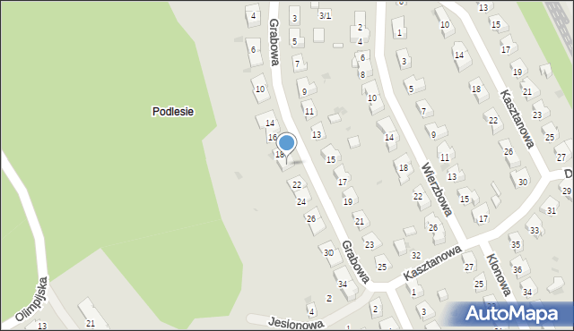 Olsztyn, Grabowa, 20, mapa Olsztyna