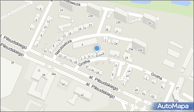 Olsztyn, Grotha Józefa, 11, mapa Olsztyna