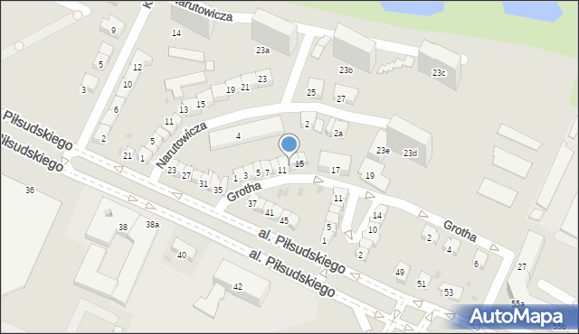 Olsztyn, Grotha Józefa, 13, mapa Olsztyna