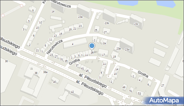 Olsztyn, Grotha Józefa, 15, mapa Olsztyna