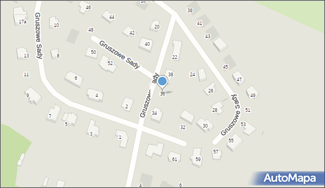 Olsztyn, Gruszowe Sady, 36, mapa Olsztyna