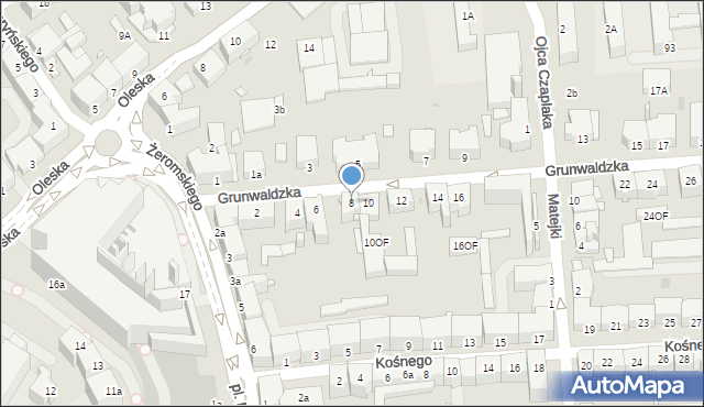Opole, Grunwaldzka, 8, mapa Opola