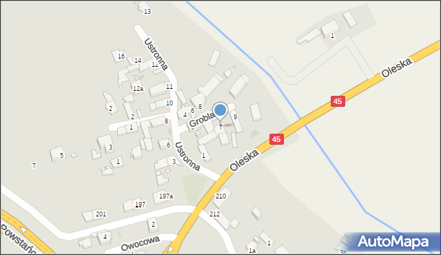 Opole, Grobla, 7, mapa Opola