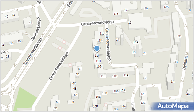 Opole, Grota-Roweckiego Stefana, gen., 11I, mapa Opola