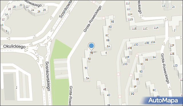 Opole, Grota-Roweckiego Stefana, gen., 5E, mapa Opola