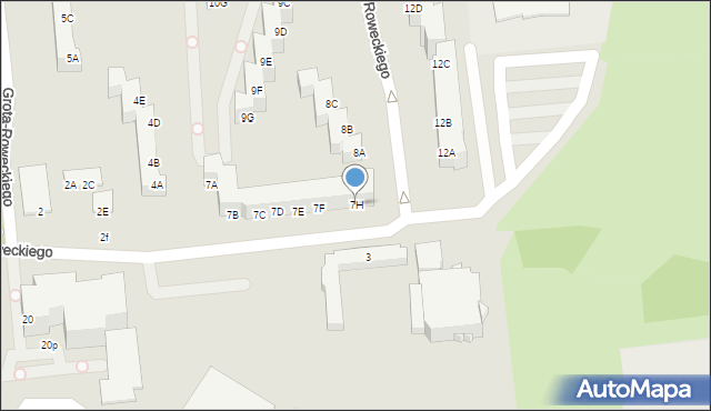 Opole, Grota-Roweckiego Stefana, gen., 7H, mapa Opola