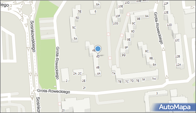 Opole, Grota-Roweckiego Stefana, gen., 4D, mapa Opola