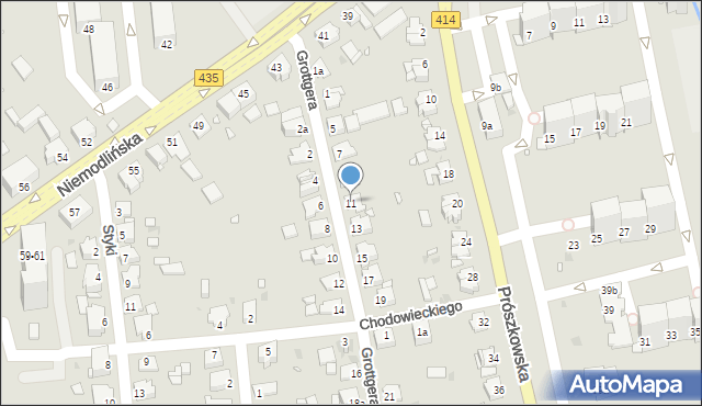 Opole, Grottgera Artura, 11, mapa Opola