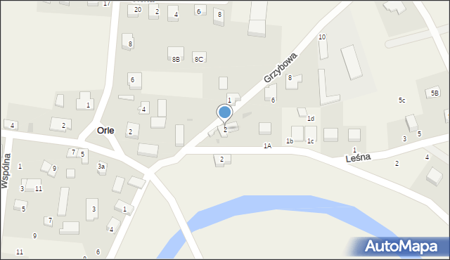 Orle, Grzybowa, 2, mapa Orle