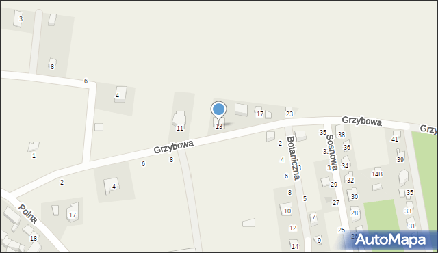 Osłonin, Grzybowa, 13, mapa Osłonin