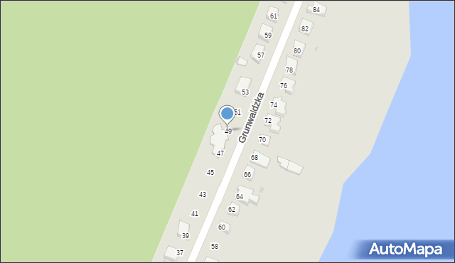 Ośno Lubuskie, Grunwaldzka, 49, mapa Ośno Lubuskie