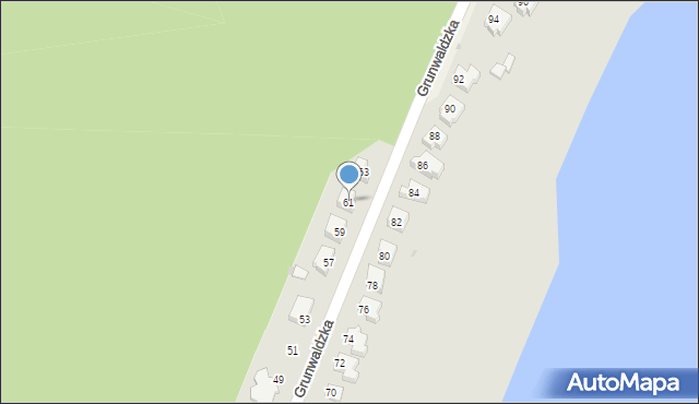 Ośno Lubuskie, Grunwaldzka, 61, mapa Ośno Lubuskie