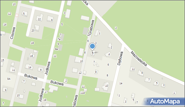 Osowiec, Grabowa, 5, mapa Osowiec