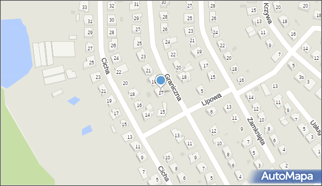 Ostróda, Graniczna, 17, mapa Ostróda