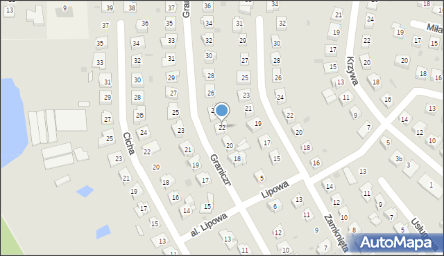 Ostróda, Graniczna, 22, mapa Ostróda