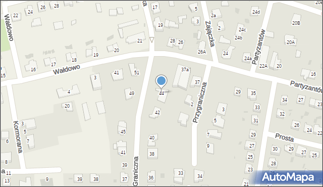 Ostróda, Graniczna, 44, mapa Ostróda