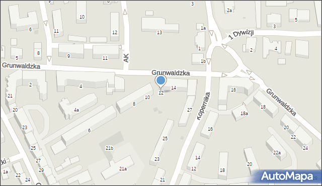 Ostróda, Grunwaldzka, 12, mapa Ostróda