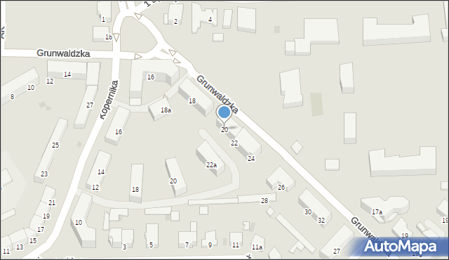 Ostróda, Grunwaldzka, 20, mapa Ostróda
