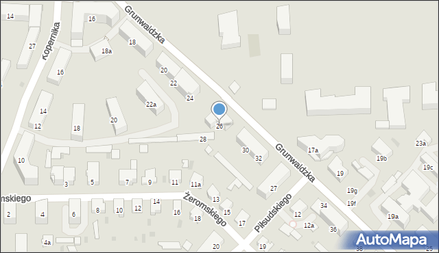 Ostróda, Grunwaldzka, 26, mapa Ostróda